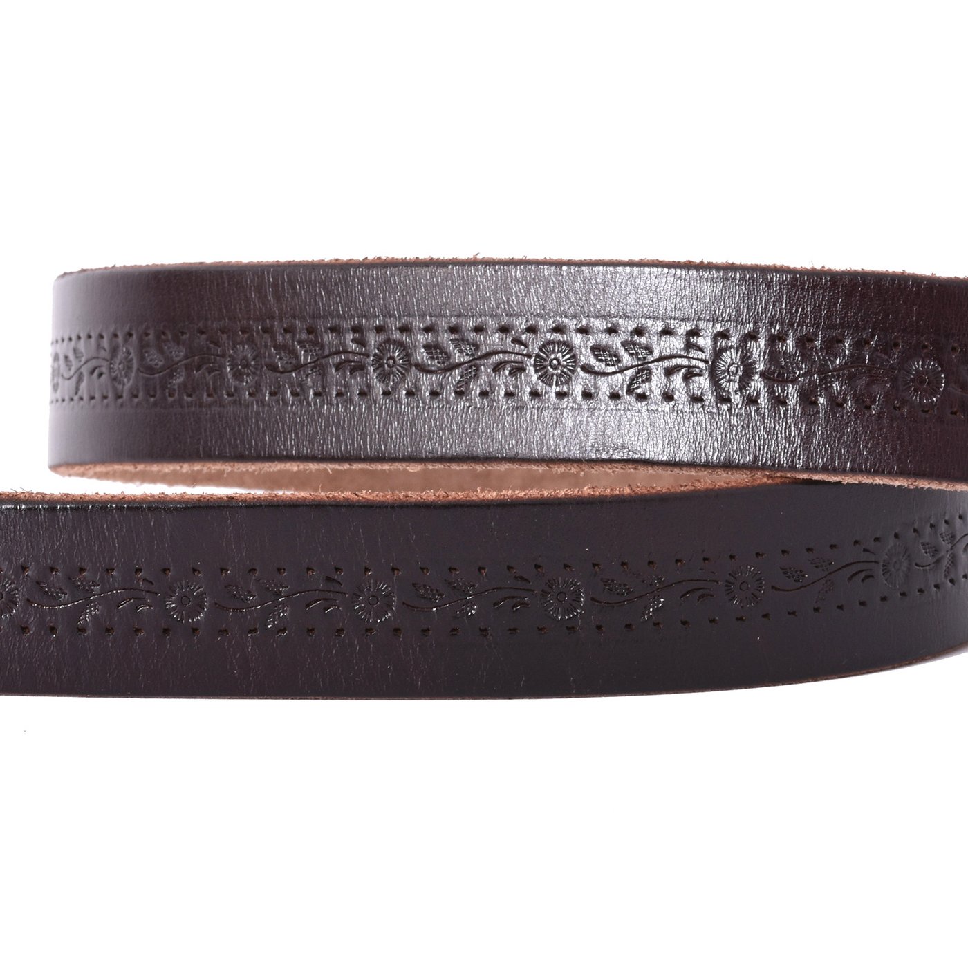 Genuine leather belt with flowers