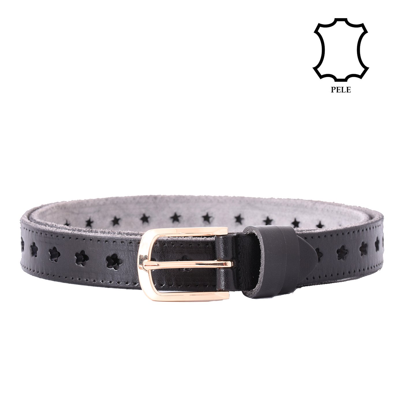 Genuine leather belt with stars