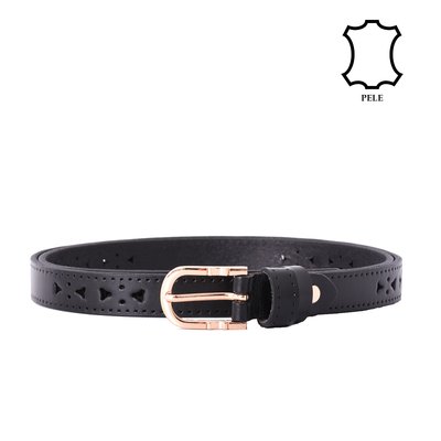 Leather belt with oval buckle