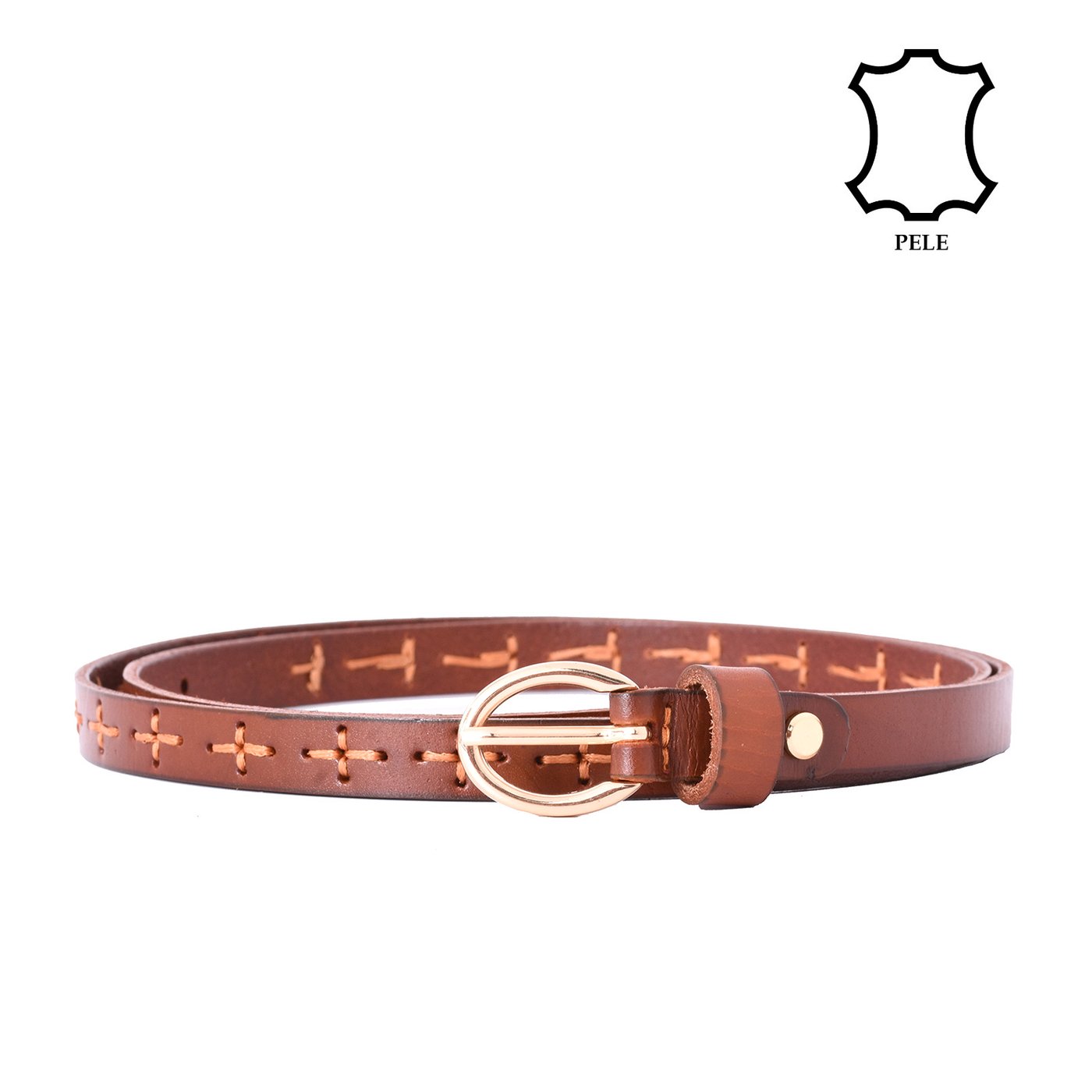 Slim leather belt with colored dots