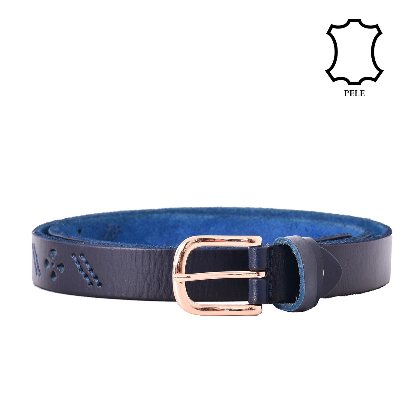 Ceinture en cuir véritable avec trèfles