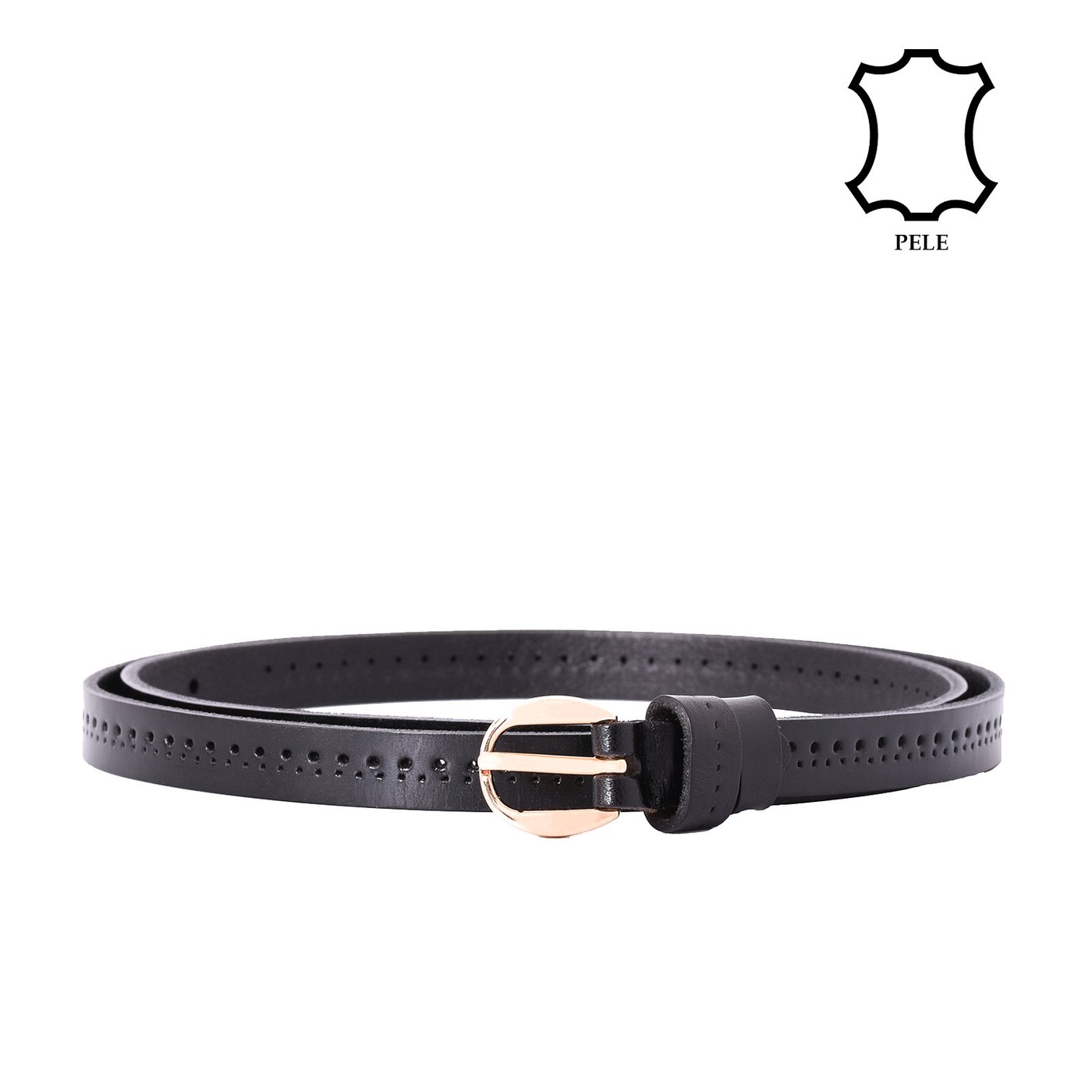 Ceinture en cuir fin avec boucle dorée