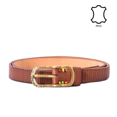 Leather belt with colored dots