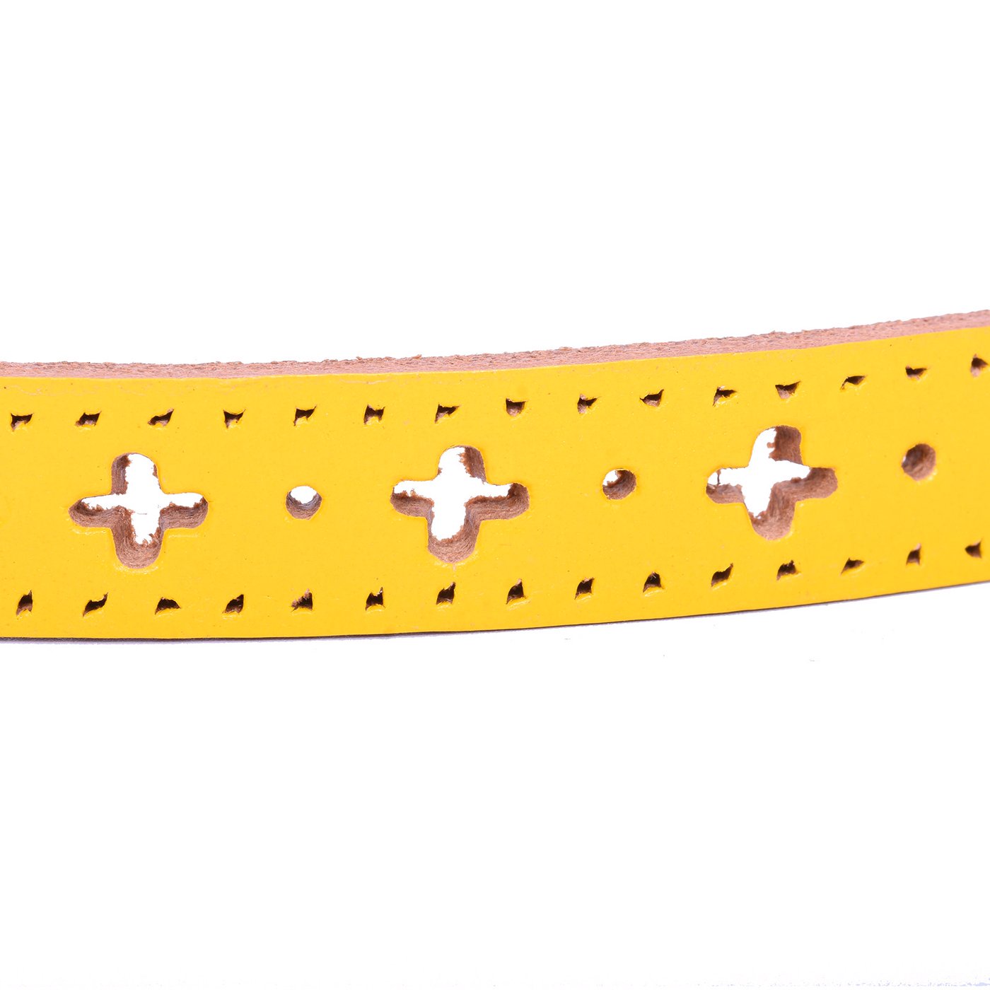 Slim leather belt with clovers