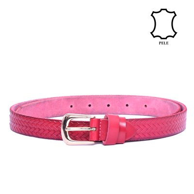 Leather belt with crossed design