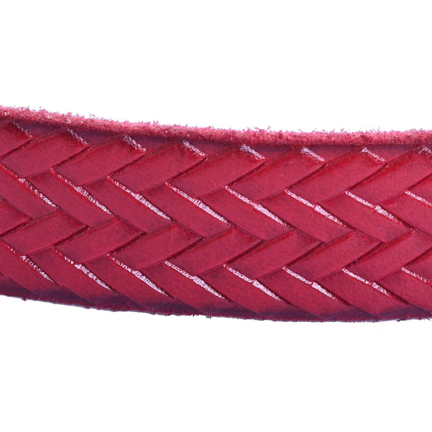 Leather belt with crossed design