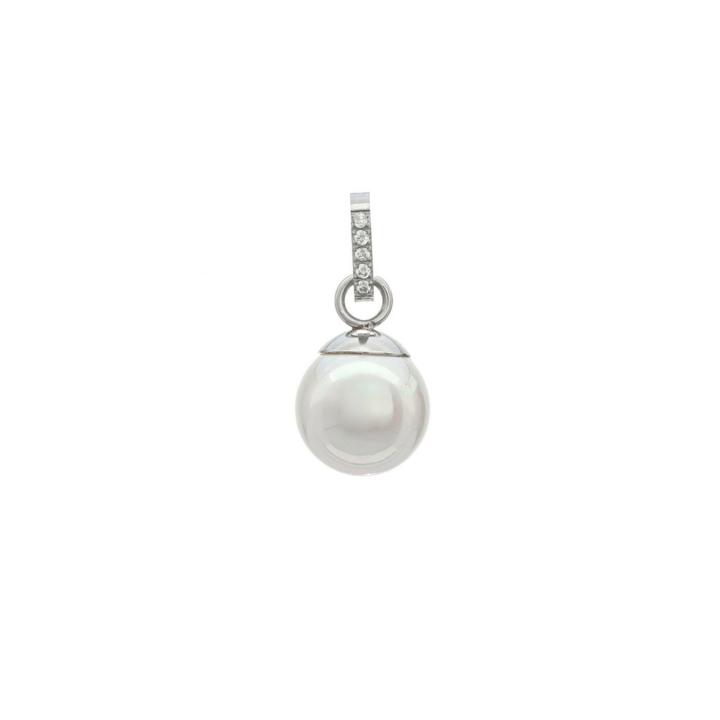 Charm pendant with pearl and zirconias