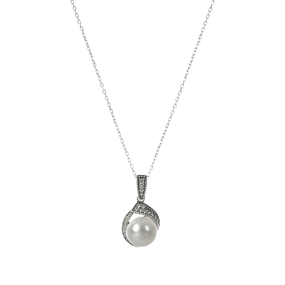 Luxury necklace with pearl and zirconia
