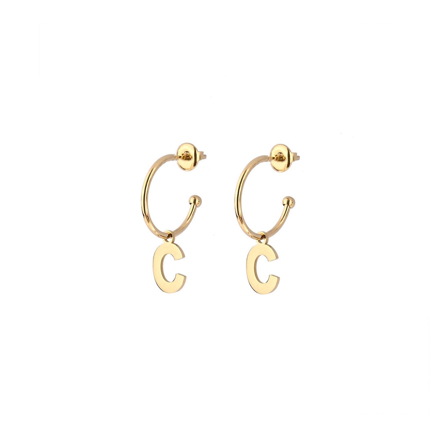 Delicate hoops with initial pendant