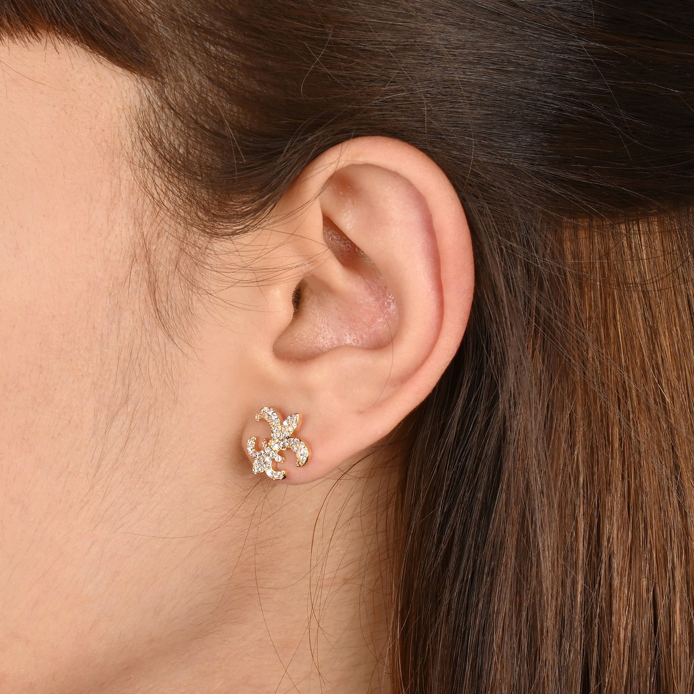 Gold-plated fleur-de-lis earrings