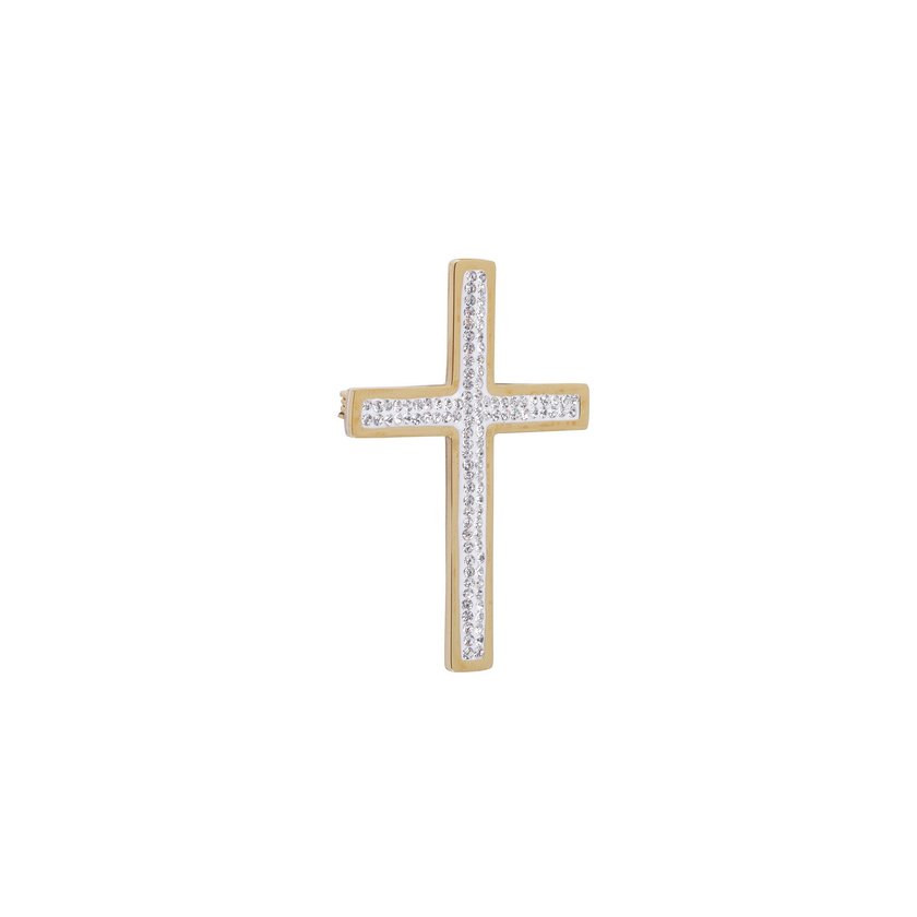 Brooch in stainless steel cross GB