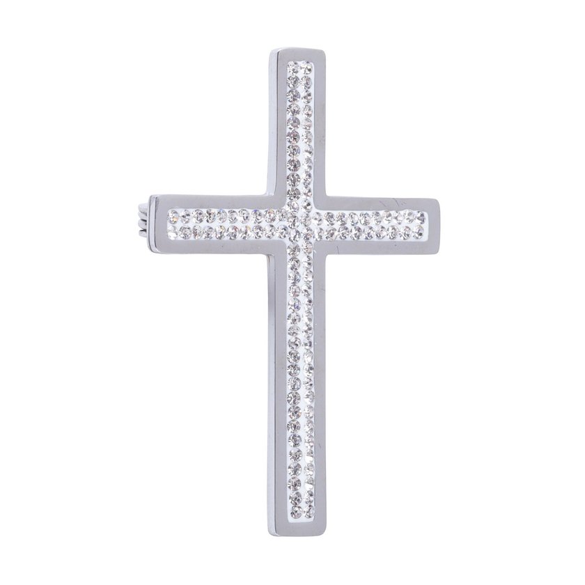 Brooch in stainless steel cross GB