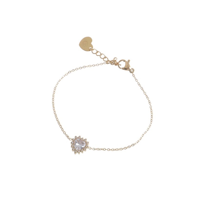 Bracelet stainless steel zirconies heart GB