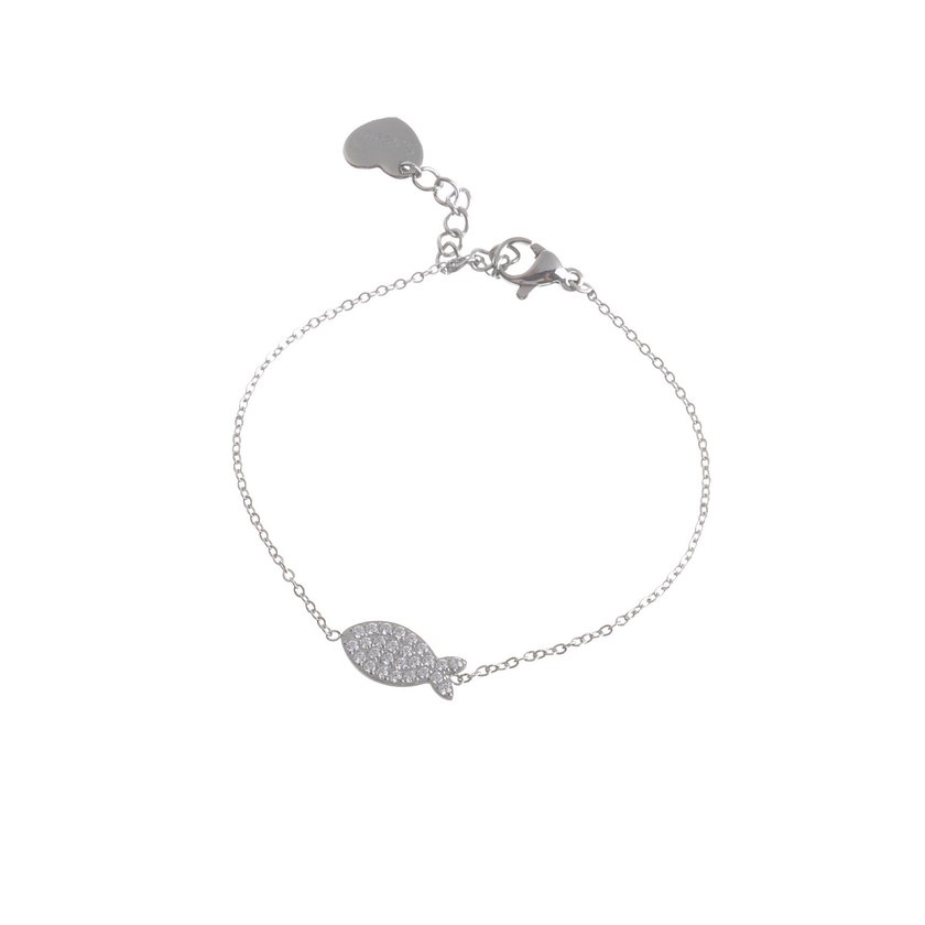 Pulseira aço e zircônias peixe GB