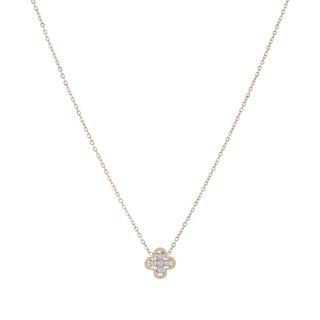 Collier acier et zirconies avec tTrèfle GB
