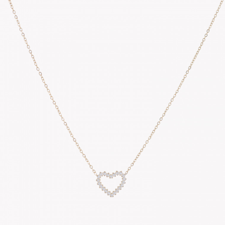 Heart steel necklace zirconies GB