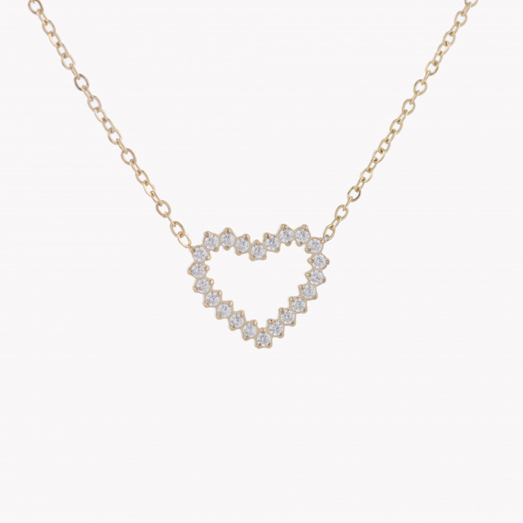 Heart steel necklace zirconies GB