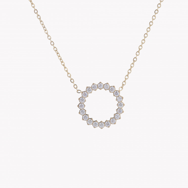 Necklace stainless steel circle in zirconies GB