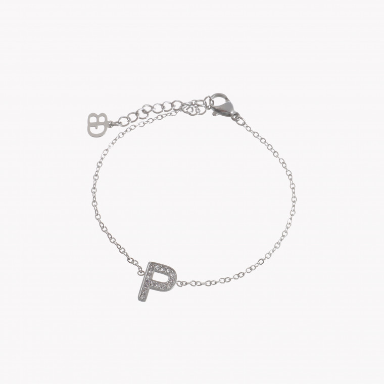 Bracelet stainless steel with zirconies word GB