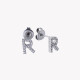 Boucle d&#039;oreilles acier et zirconies lettre GB
