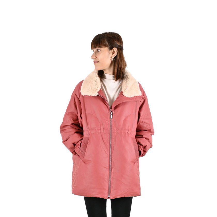 Giacca 100% PU con collare di pelliccia GB