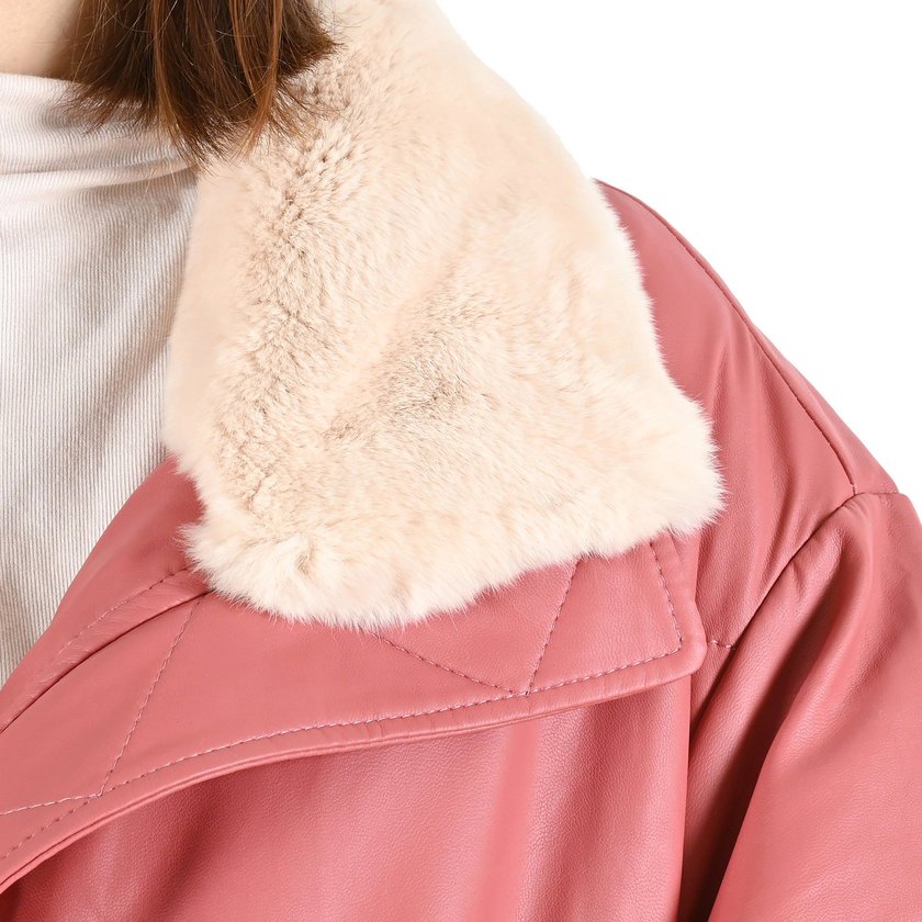 Giacca 100% PU con collare di pelliccia GB