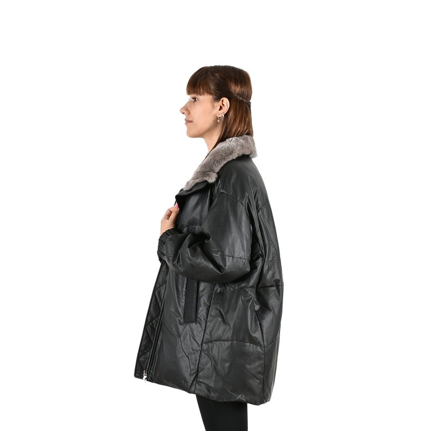 Veste 100% PU avec col en fourrure GB