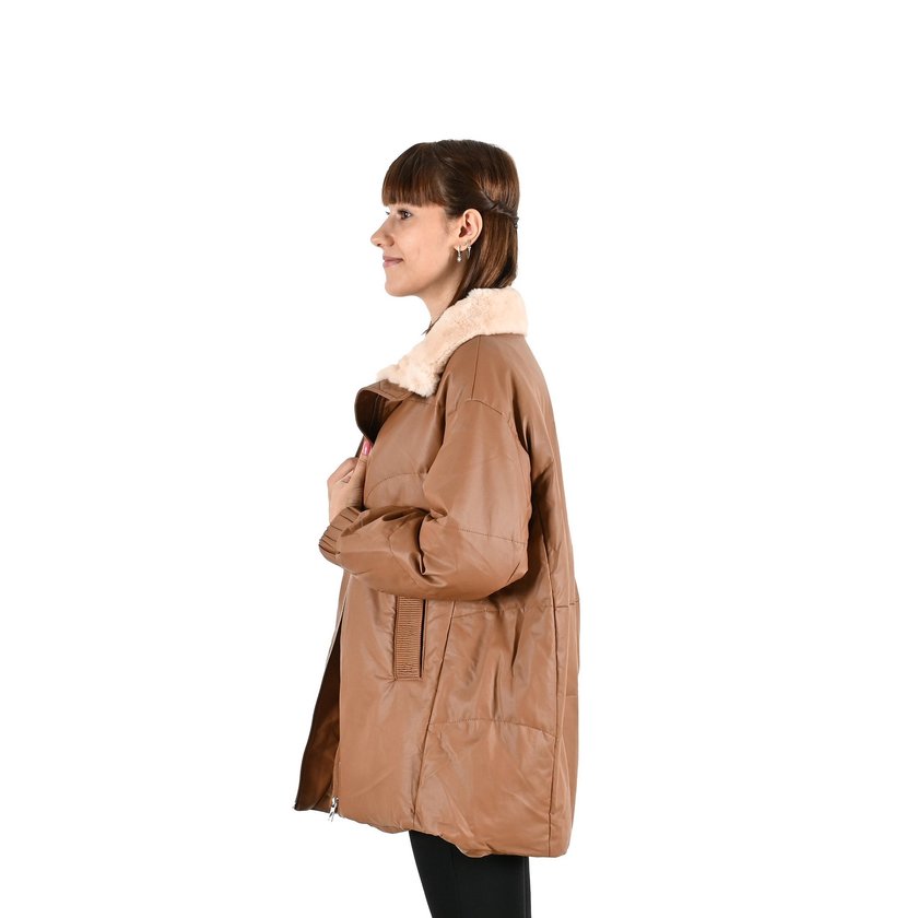 100% PU coat with fur collar GB