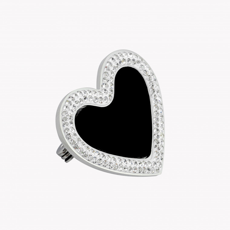 Brooch in stainless steel heart. in. bright GB