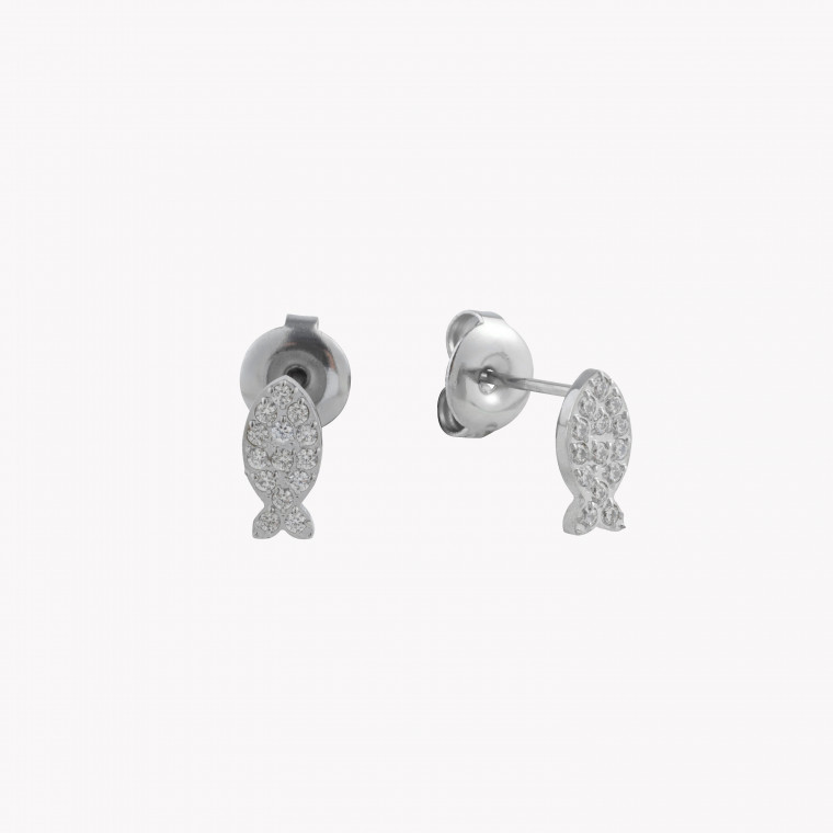 Earrings steel and zirconies peixe GB