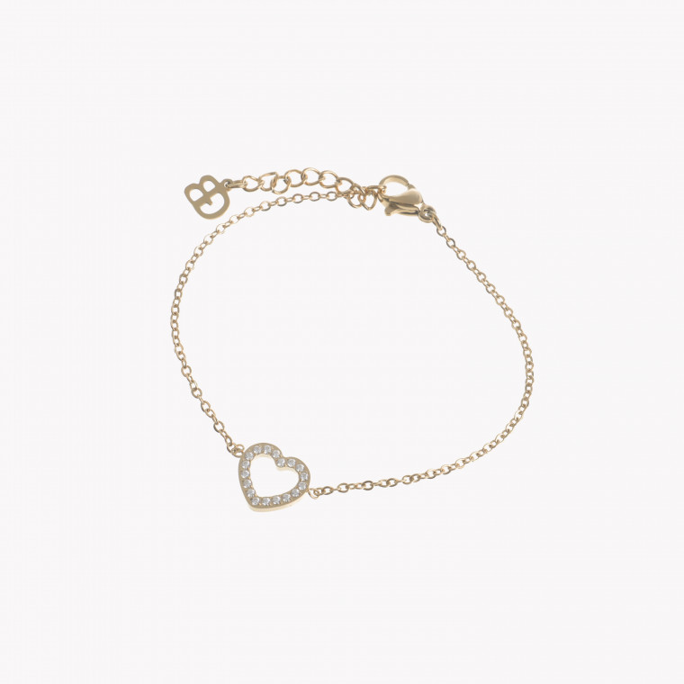 Bracelet in steel and zirconies with heart GB