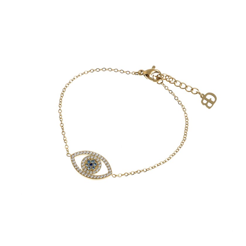 Bracelet in steel and zirconies blue eye GB
