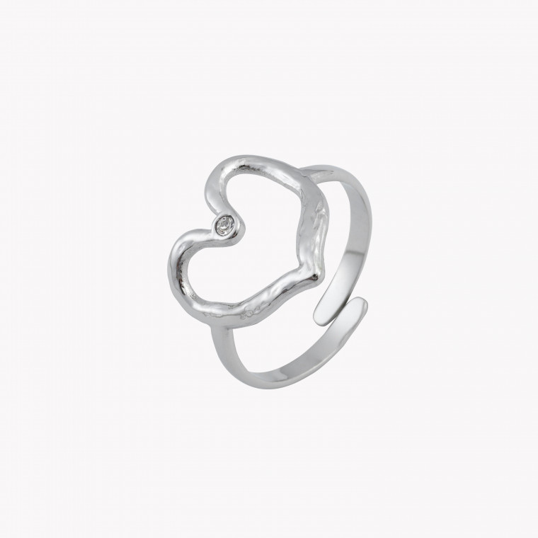 Adjustable ring steel steel heart with brillant GB