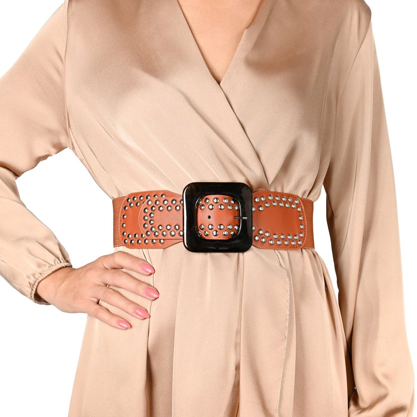 Wide belt with studs silver GB