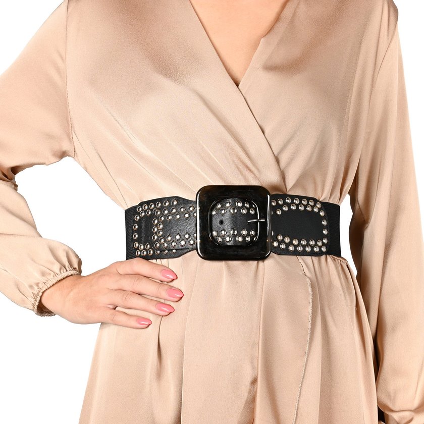 Ceinture large avec punaises argent GB