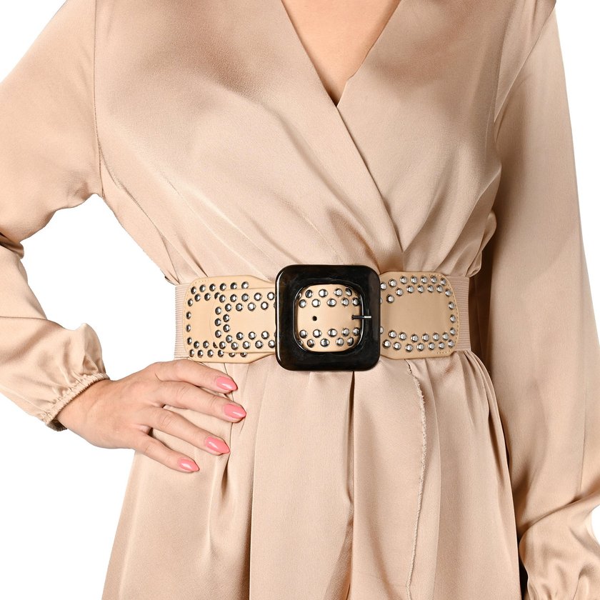 Wide belt with studs silver GB