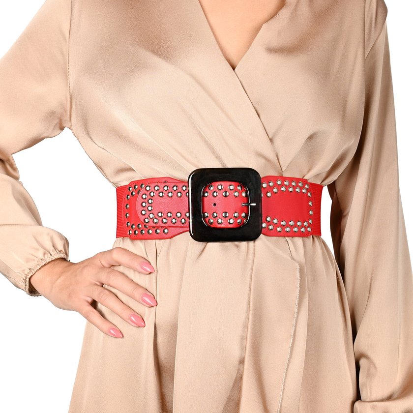 Ceinture large avec punaises argent GB