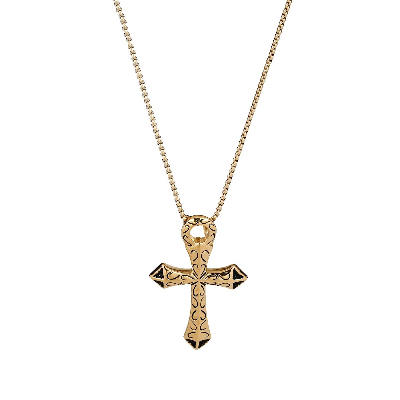 Collier homme en acier croix avec texture GB