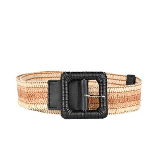Raffia belt with black buckle GB