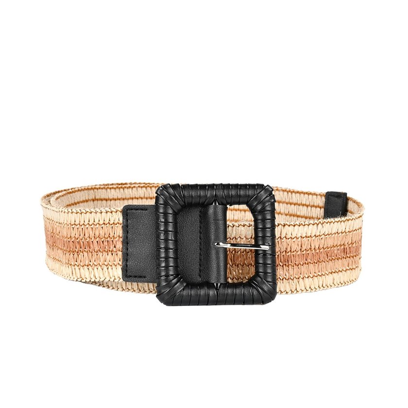 Raffia belt with black buckle GB