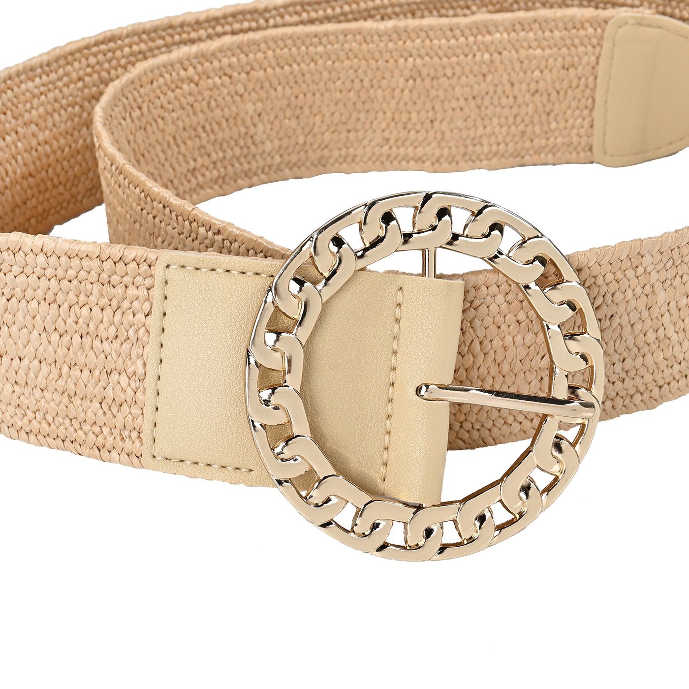 Raffia belt with interlaced buckle round GB