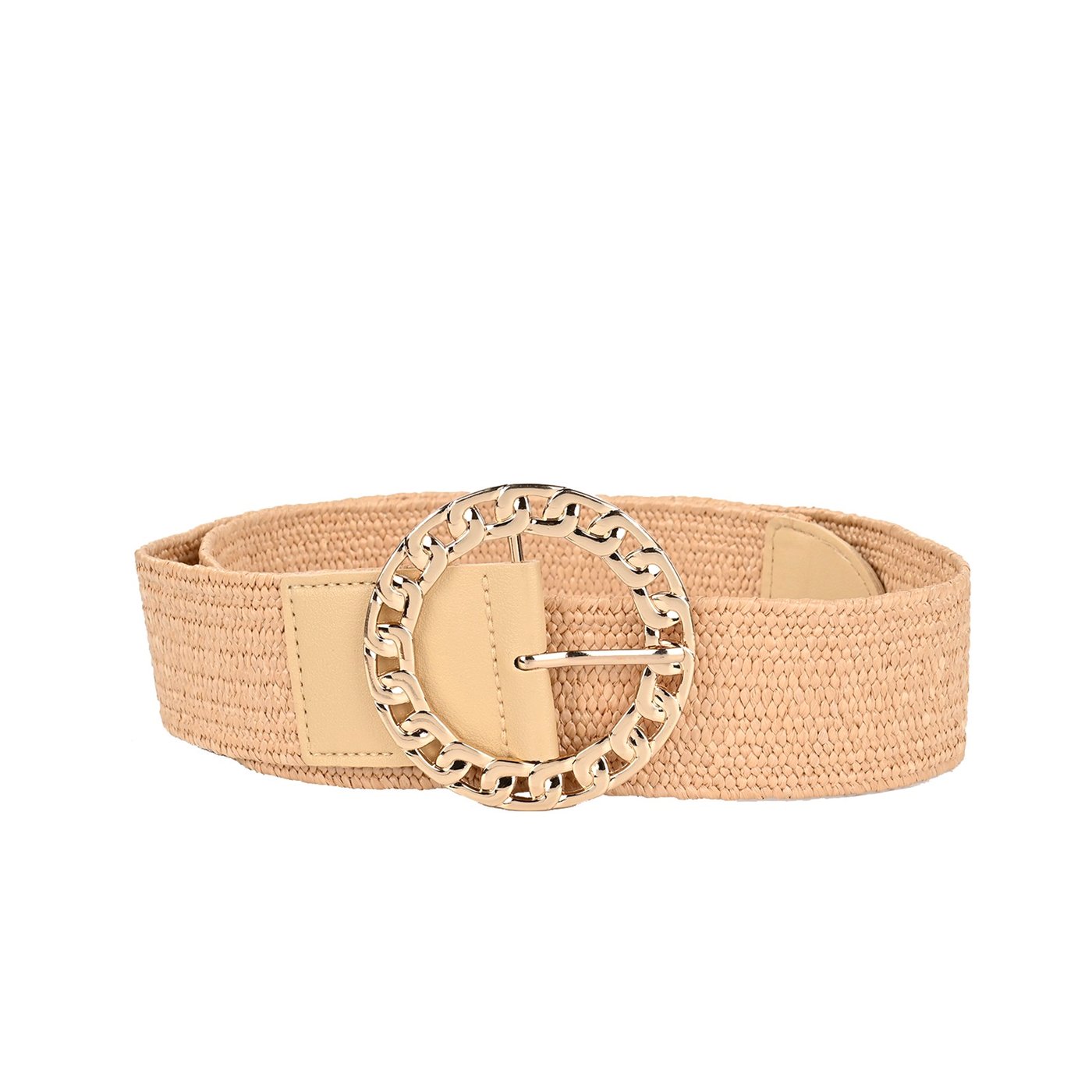 Raffia belt with interlaced buckle round GB