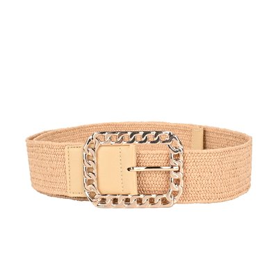 Raffia belt with interlaced buckle GB