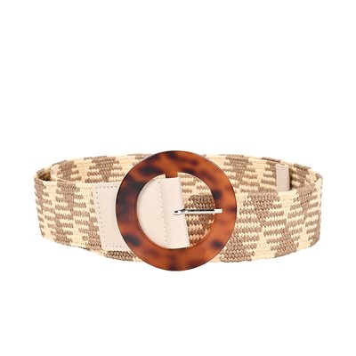 Pattern raffia belt with and turtle buckle GB