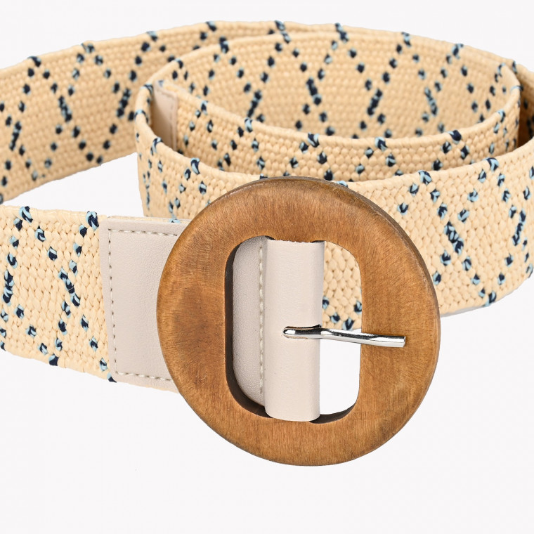 Raffia belt with colored standard buckle GB