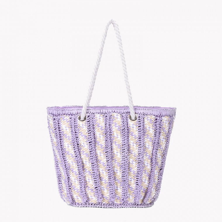 Shopper bag in straw color block GB