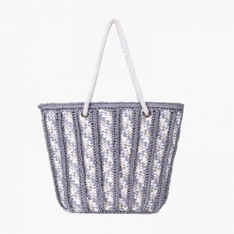 Shopper bag in straw color block GB