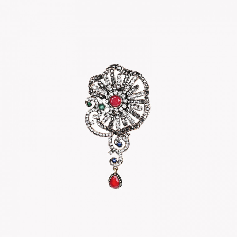 Turkish brooch flower with pendant GB
