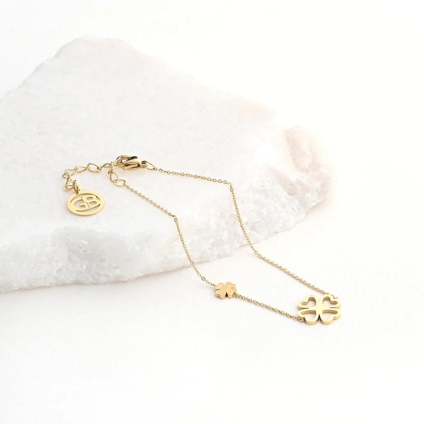 Pulsera en acero doble trébol GB