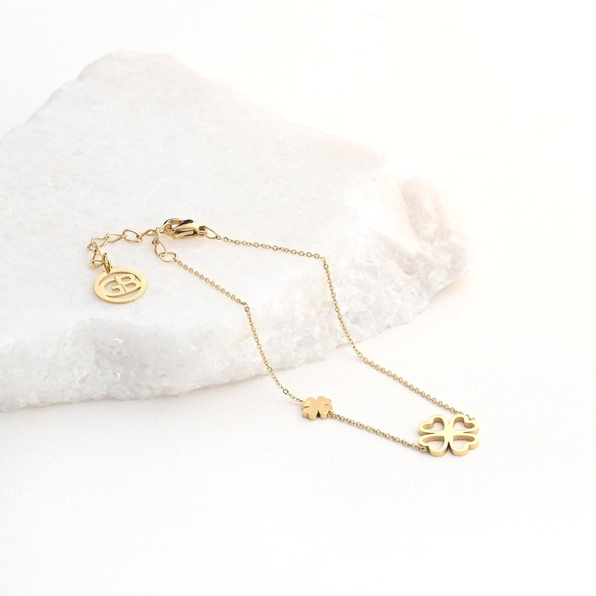 Pulsera en acero doble trébol GB